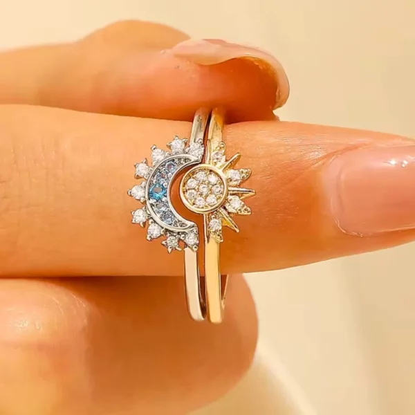 Bague pierre de lune soleil