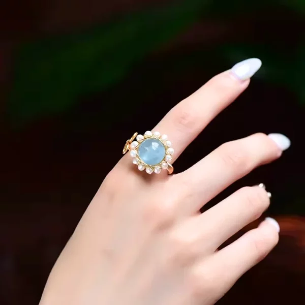 Bague aigue marine vintage