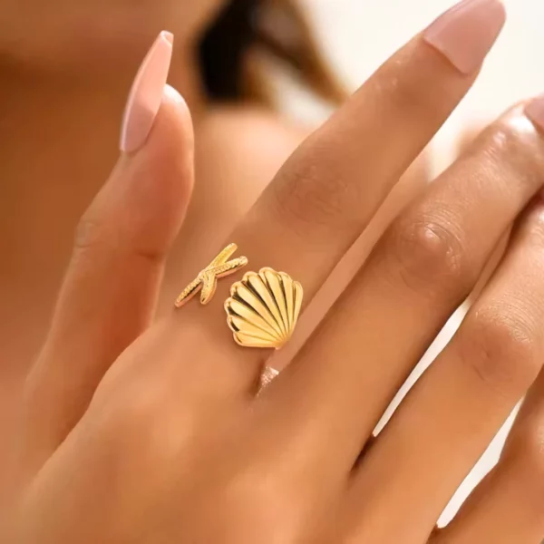 Bague Coquillage Dorée – Bijou Plage & Océan – Tendance Été Bohème