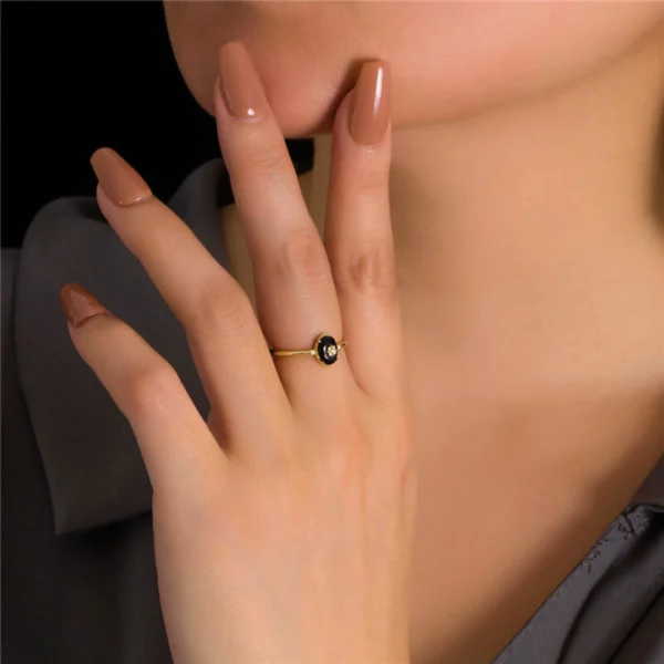 Bague en pierre noire Juliette – Image 2