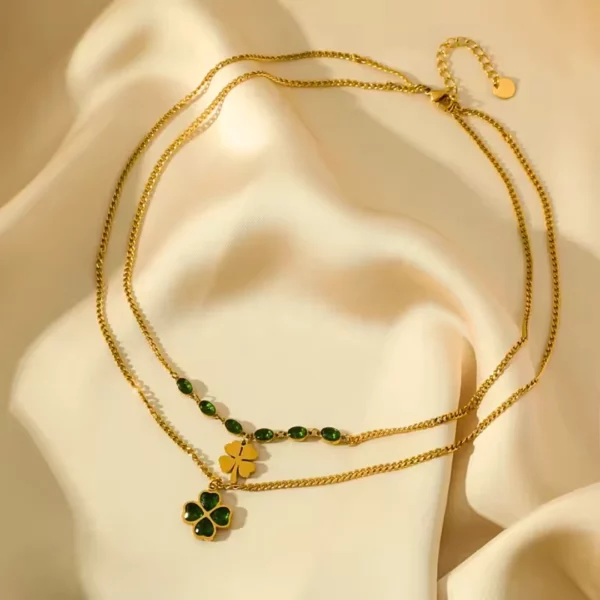 Collier trefle vert Salomé – Image 2