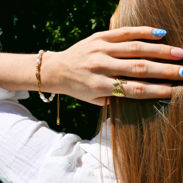 Bague Coquillage Dorée – Bijou Plage & Océan – Tendance Été Bohème – Image 3