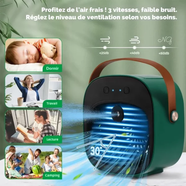 Climatiseur portable chambre sans évacuation – Refroidissement instantané et silencieux pour nuits d'été fraîches – Image 2
