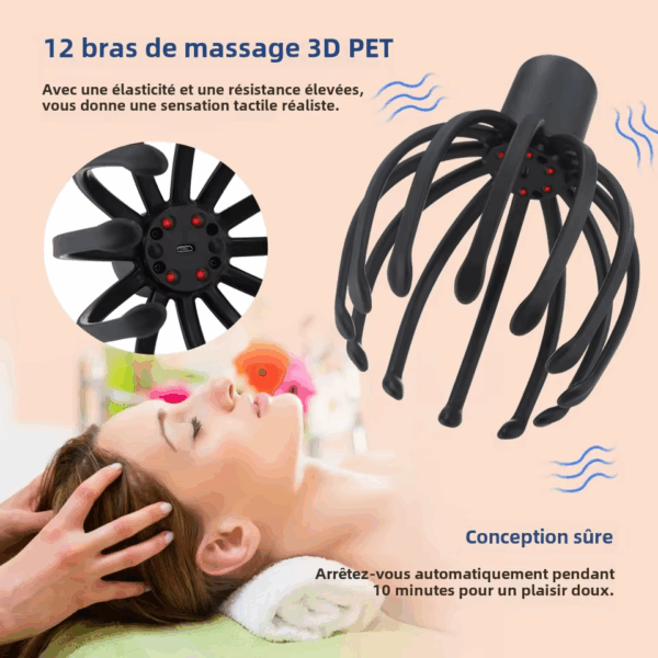 Masseur électrique de cuir chevelu à griffes de poulpe – Image 3
