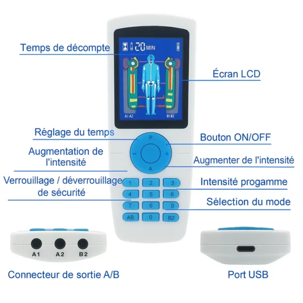 Appareil de massage corporel EMS TENS à 4 canaux – Image 5