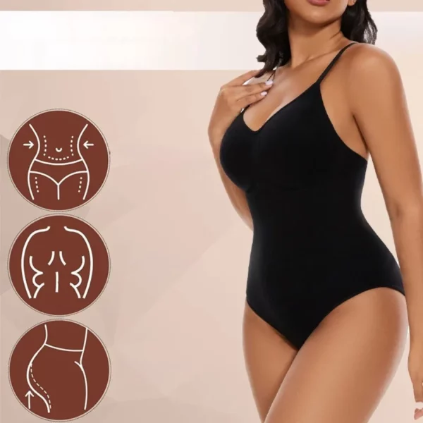 Body gainant noir dos nageur discret – Affine la silhouette sous tous les vêtements, maintien parfait et effet ventre plat – Image 2