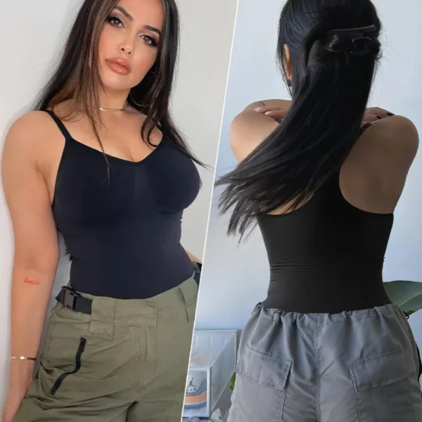 Body gainant noir dos nageur discret – Affine la silhouette sous tous les vêtements, maintien parfait et effet ventre plat – Image 5