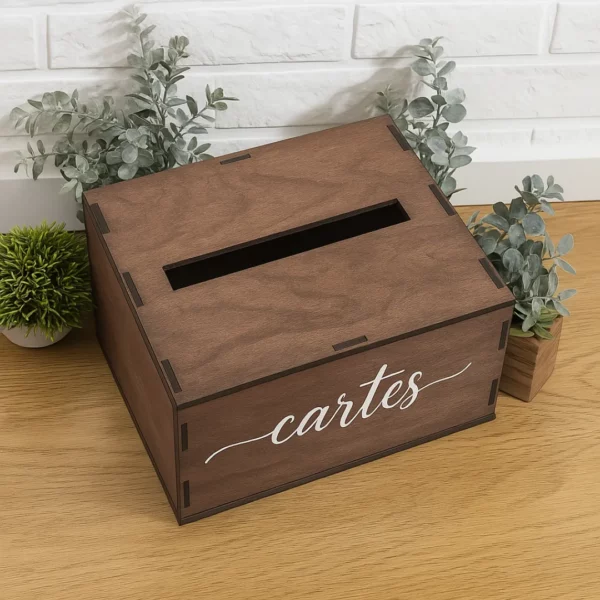 Boîte en bois pour cartes de vœux baptême – Image 2