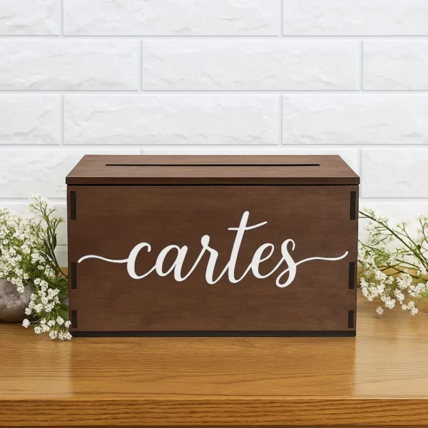 Boîte en bois pour cartes de vœux baptême – Image 3