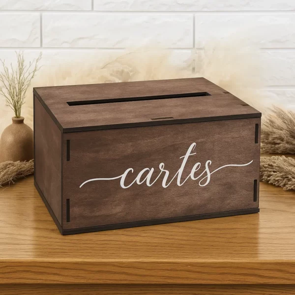 Boîte en bois pour cartes de vœux baptême – Image 4