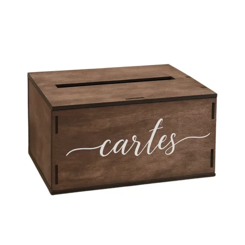 Boîte en bois pour cartes de vœux baptême