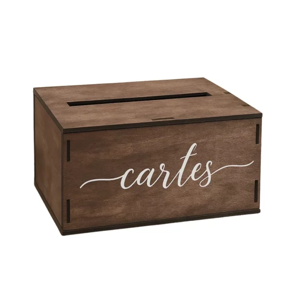 Boîte en bois pour cartes de vœux baptême