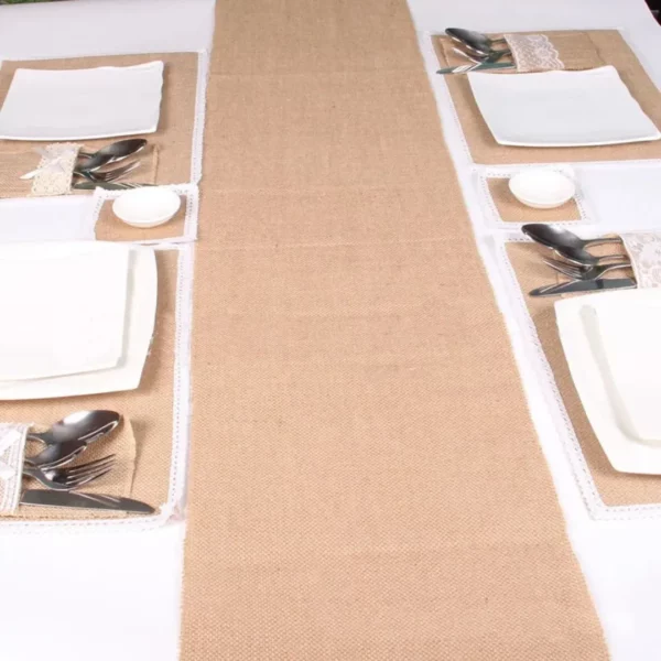 Chemin de table toile de jute naturel – Image 4