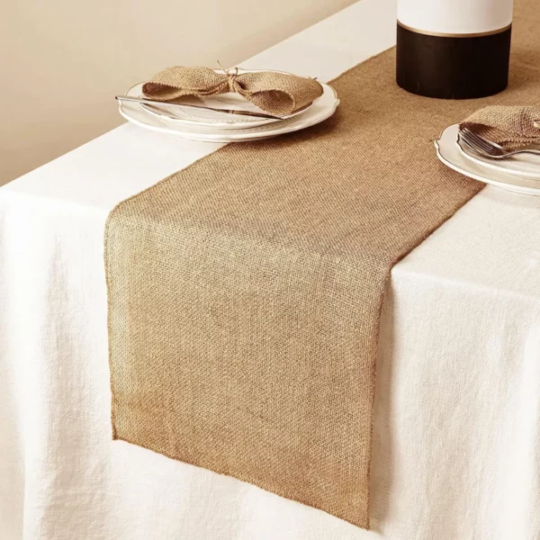 Chemin de table toile de jute naturel