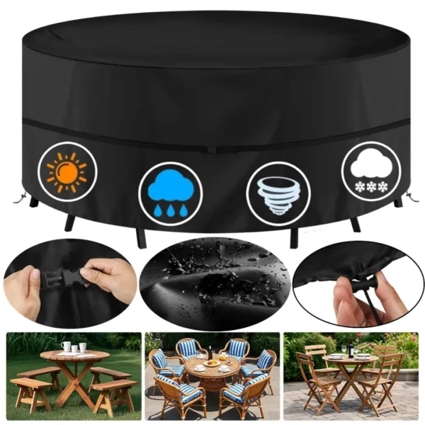 Housse de protection mobilier jardin imperméable – Protège durablement contre pluie, neige et UV – Extérieur propre et sec