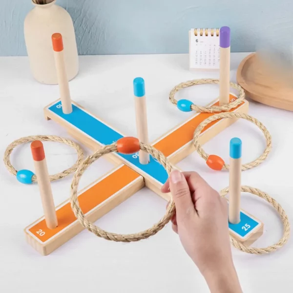 Jeu de lancer anneaux bois jardin – Image 2
