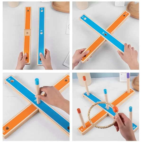 Jeu de lancer anneaux bois jardin – Image 4