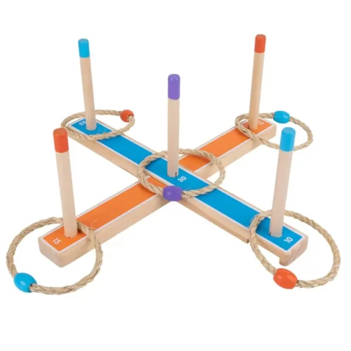 Jeu de lancer anneaux bois jardin
