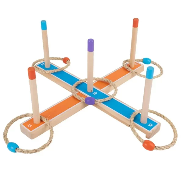 Jeu de lancer anneaux bois jardin