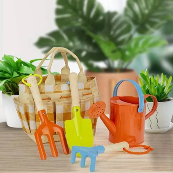 Kit enfant outils jardin avec sac toile – Apprenez à jardiner en s’amusant – Cadeau créatif et éducatif dès 3 ans – Image 2