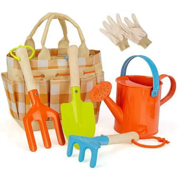 Kit enfant outils jardin avec sac toile – Apprenez à jardiner en s’amusant – Cadeau créatif et éducatif dès 3 ans