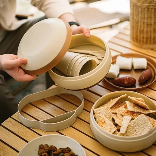 Kit pique-nique complet avec vaisselle réutilisable
