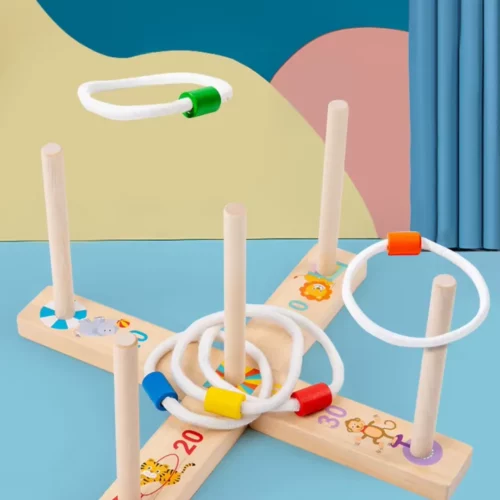 Mini jeu lancer anneaux bois enfants