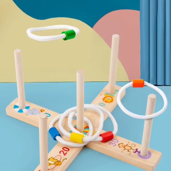 Mini jeu lancer anneaux bois enfants