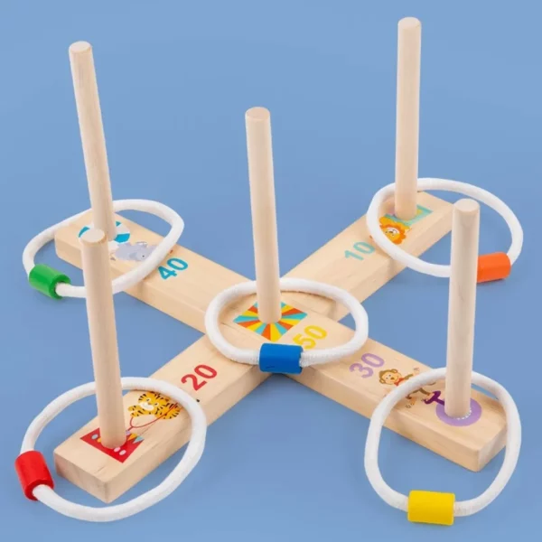 Mini jeu lancer anneaux bois enfants – Image 2