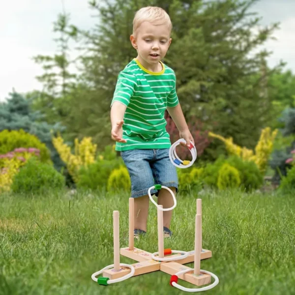 Mini jeu lancer anneaux bois enfants – Image 3