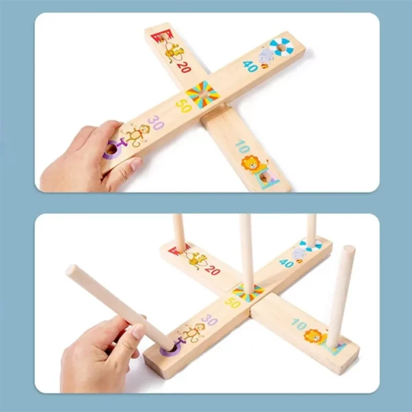 Mini jeu lancer anneaux bois enfants – Image 6