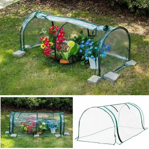 Mini serre tunnel plastique pour potager – Protège vos cultures du froid et accélère la croissance des légumes – Image 3