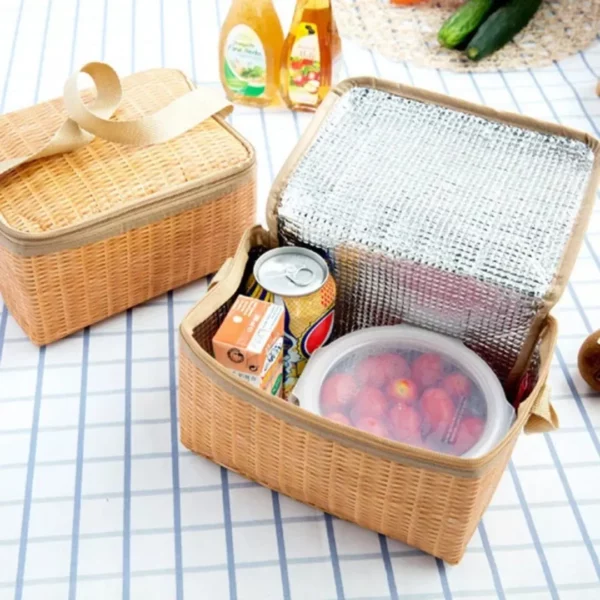 Panier pique nique en osier isotherme – Élégant et pratique pour repas frais en extérieur – Image 2