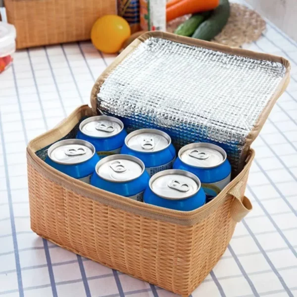 Panier pique nique en osier isotherme – Élégant et pratique pour repas frais en extérieur – Image 3