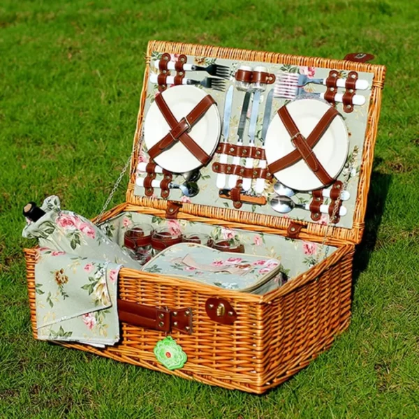 Panier pique-nique isotherme avec vaisselle – Repas frais et organisés en plein air – Idéal sorties en famille – Image 2