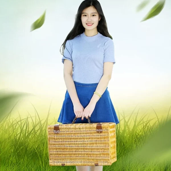 Panier pique-nique isotherme avec vaisselle – Repas frais et organisés en plein air – Idéal sorties en famille – Image 4