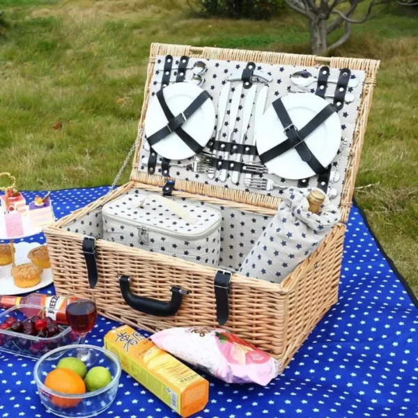 Panier pique-nique isotherme avec vaisselle – Repas frais et organisés en plein air – Idéal sorties en famille – Image 3