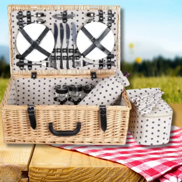 Panier pique-nique isotherme avec vaisselle – Repas frais et organisés en plein air – Idéal sorties en famille – Image 6