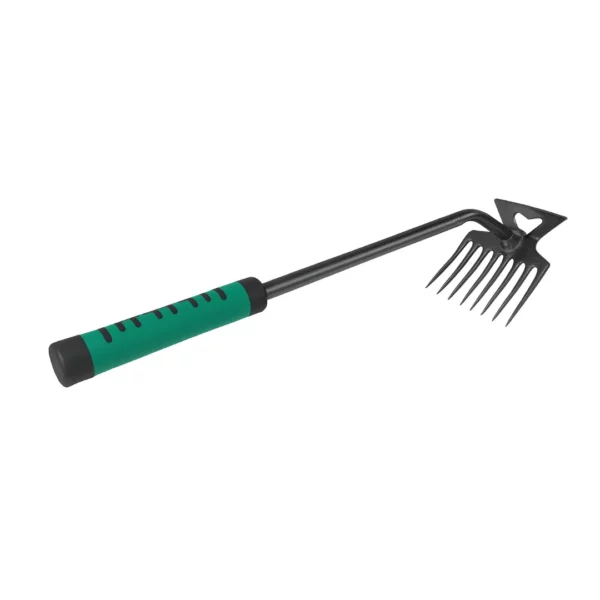 Râteau de désherbage manuel manche court – Éliminez les mauvaises herbes sans effort – Précision et confort pour jardin soigné