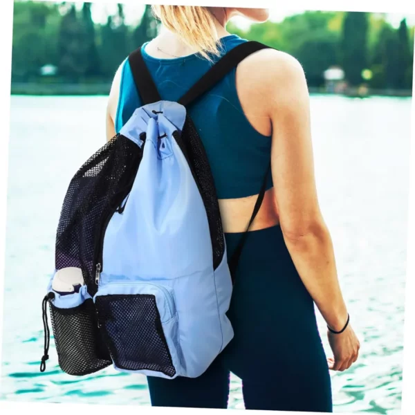 Sac à dos de plage en maille – Ultra léger et respirant, idéal pour serviettes mouillées et sable – Image 7