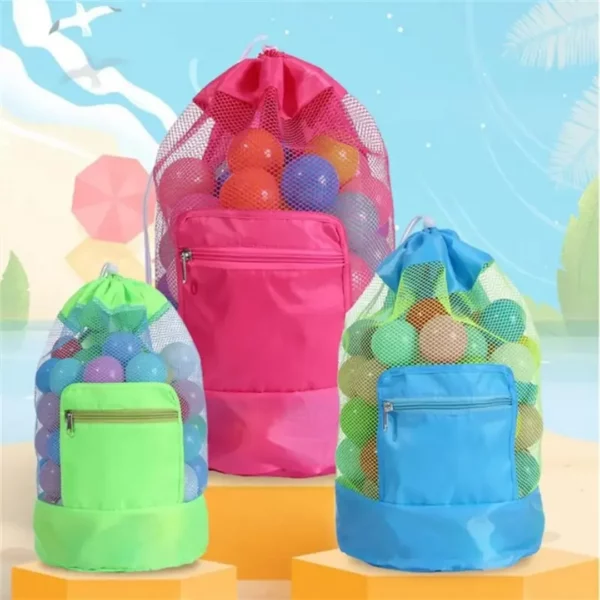 Sac en maille pour rangement de jouets de plage – Séchage rapide et sable filtré, idéal vacances enfants – Image 3