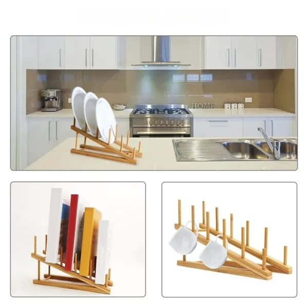 Support en bois pour assiettes jetables – Image 2