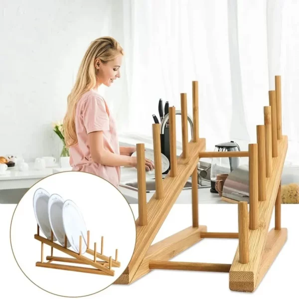 Support en bois pour assiettes jetables – Image 3