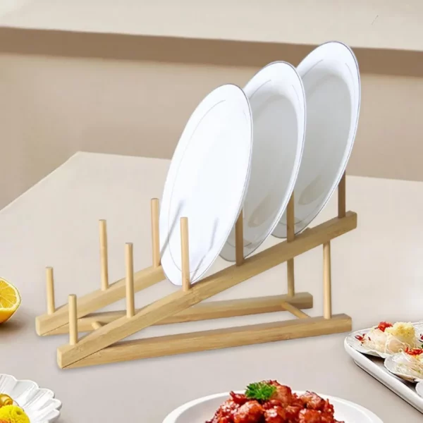Support en bois pour assiettes jetables – Image 4