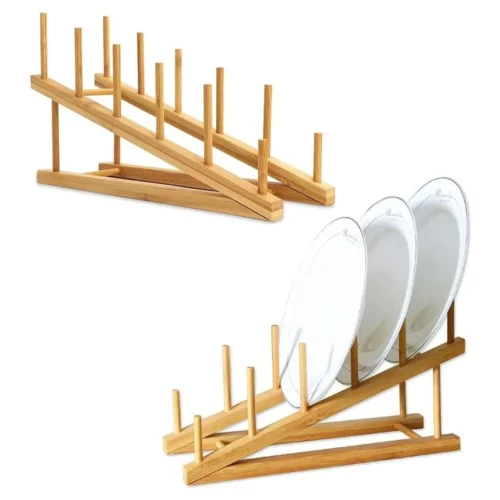 Support en bois pour assiettes jetables