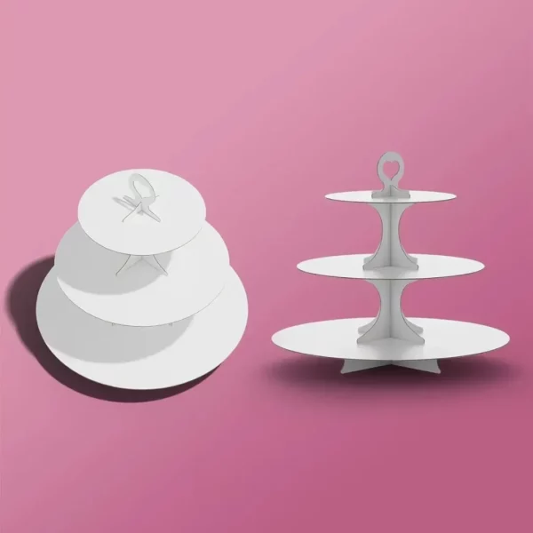 Support gâteaux étage plastique blanc – Image 2