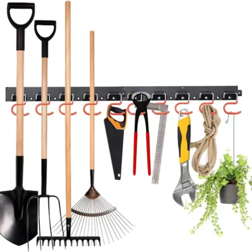 Support pour outils de jardin mural plastique – Rangement mural pratique et gain de place pour outils de jardinage