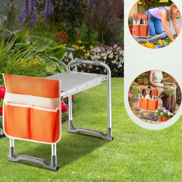Tabouret de jardin pliable avec coussin genoux – Confort optimal pour jardiner sans douleur – Léger et facile à ranger – Image 5