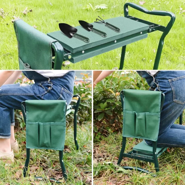 Tabouret de jardinage pliable avec rangement – Image 4