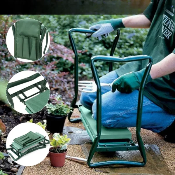Tabouret de jardinage pliable avec rangement – Image 5